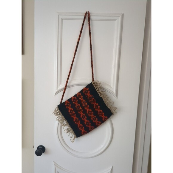 Wool Saddle Blanket Rodeo Aztec Navaho Purse Bag Strap Fringe Crossbody - Picture 2 of 8